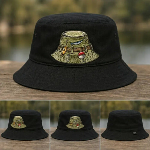 Vintage Fishing Gear Fishing Embroidered Bucket Hat