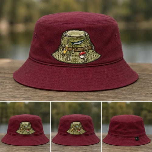 Vintage Fishing Gear Fishing Embroidered Bucket Hat