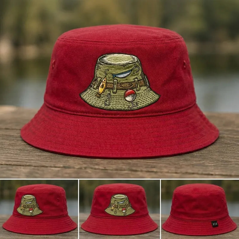Vintage Fishing Gear Fishing Embroidered Bucket Hat