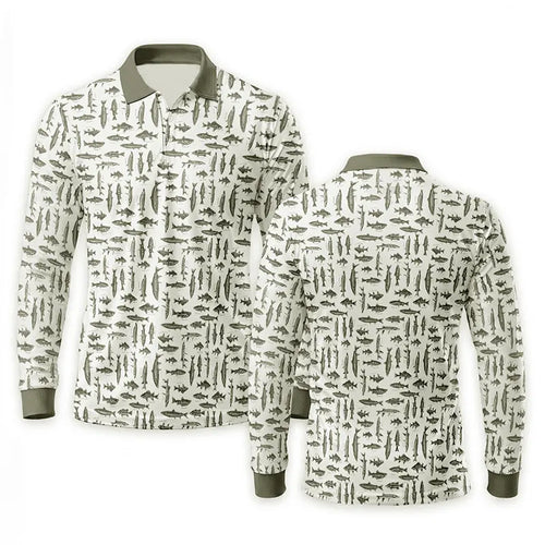 Vintage Ocean Fishing Polo Long Sleeve Shirt