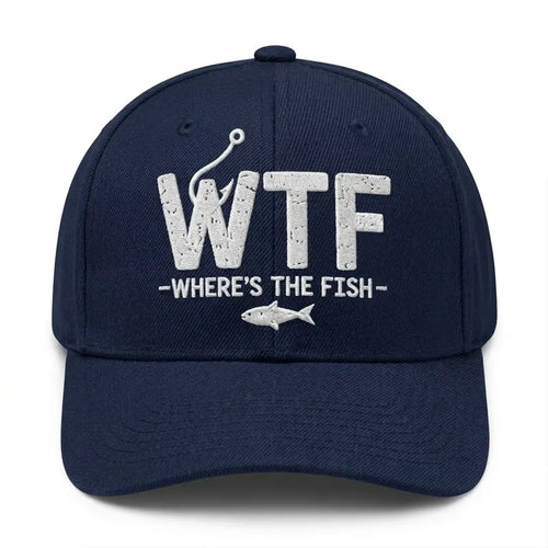 WTF Where’s The Fish Distressed Embroidered Fishing Cap