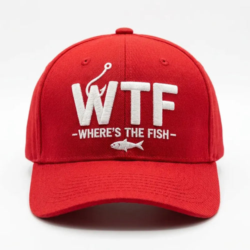 WTF Where’s The Fish Distressed Embroidered Fishing Cap