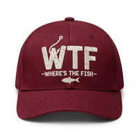 WTF Where’s The Fish Distressed Embroidered Fishing Cap