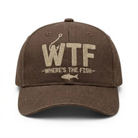 WTF Where’s The Fish Distressed Embroidered Fishing Cap