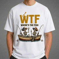 WTF Where's the Fish Funny Skeleton Fishing T-Shirt