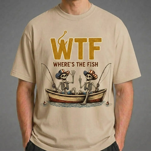 WTF Where's the Fish Skeleton Fishing T-Shirt