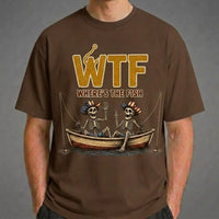 WTF Where's the Fish Funny Skeleton Fishing T-Shirt