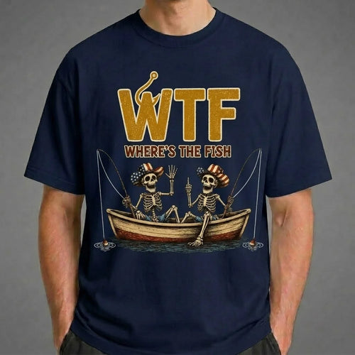 WTF Where's the Fish Skeleton Fishing T-Shirt