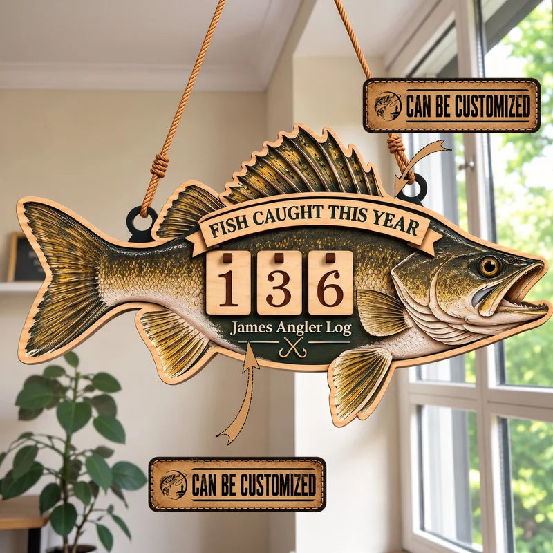 Personalized Wooden Fishing Catch Log Wooden Tracker