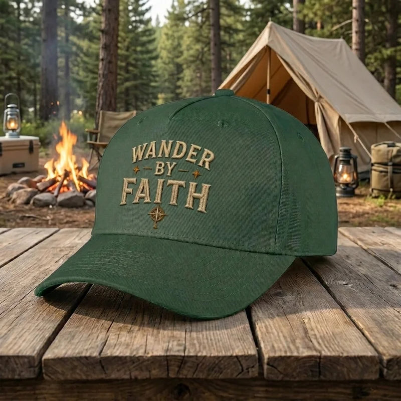 Wander By Faith Camp Pray Repeat Christian Camping Embroidered Cap