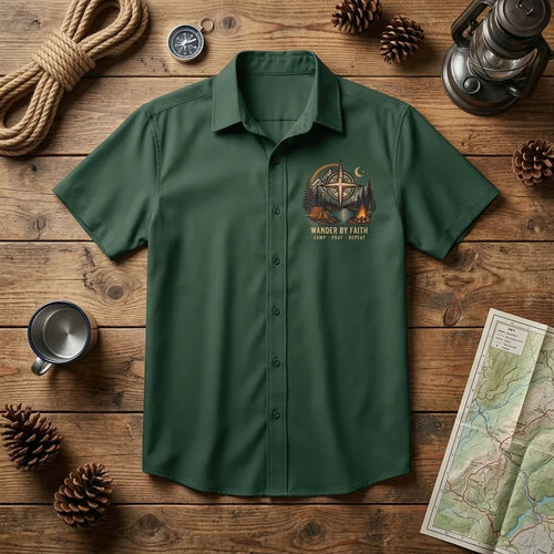 Wander By Faith Camp Pray Repeat Christian Camping Hawaiian Shirt
