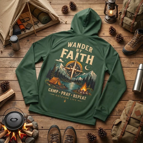Wander By Faith Camp Pray Repeat Christian Camping Hoodie