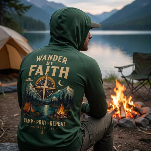 Wander By Faith Camp Pray Repeat Christian Camping Hoodie