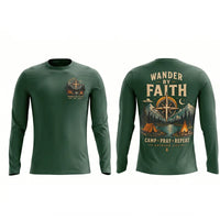 Wander By Faith Camp Pray Repeat Christian Camping Long Sleeve Shirt