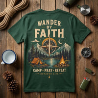Wander By Faith Camp Pray Repeat Christian Camping T-Shirt