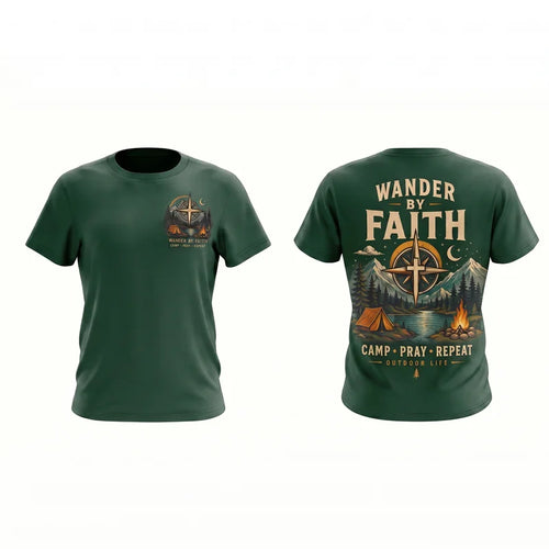 Wander By Faith Camp Pray Repeat Christian Camping T-Shirt