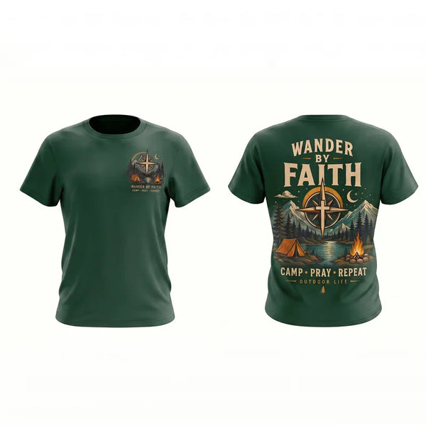 Wander By Faith Camp Pray Repeat Christian Camping T-Shirt
