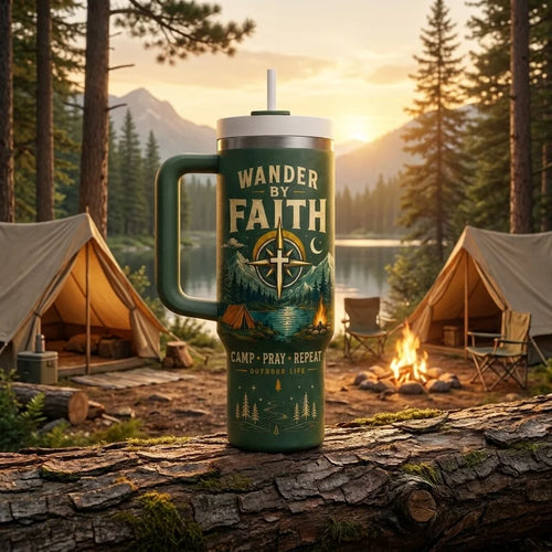 Wander By Faith Camp Pray Repeat Christian Camping Tumbler