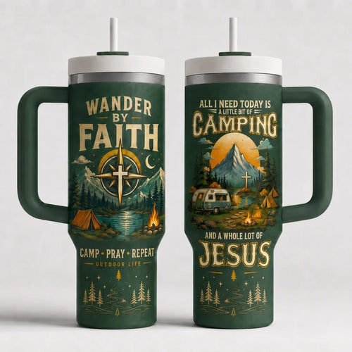 Wander By Faith Camp Pray Repeat Christian Camping Tumbler