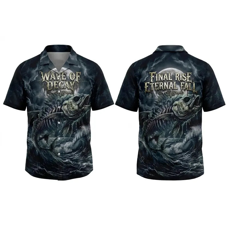 Wave Of Decay Skeleton Fishing Hawaiian Shirt
