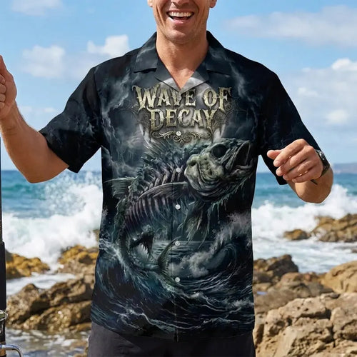 Wave Of Decay Skeleton Fishing Hawaiian Shirt