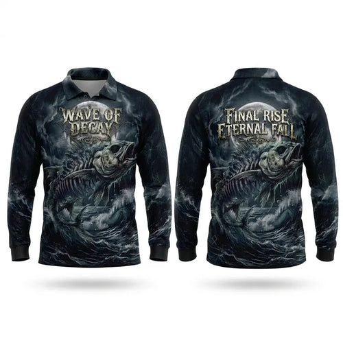 Wave Of Decay Skeleton Fishing Polo Long Sleeve Shirt