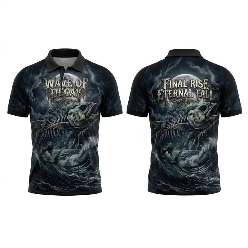 Wave Of Decay Skeleton Fishing Polo Shirt