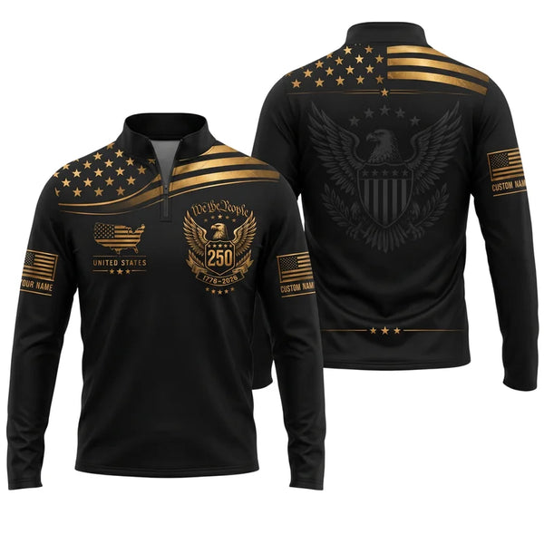 We The People America 250 Patriotic Zip Long Sleeve Shirt