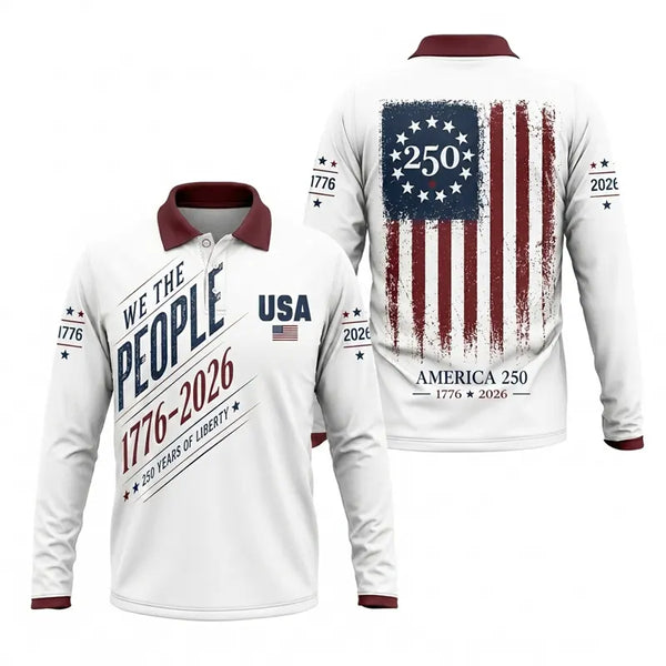 We the People 250 Years of Liberty Polo Long Sleeve Shirt