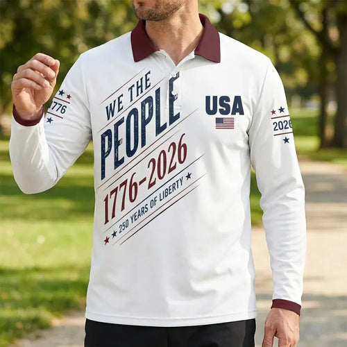 We the People 250 Years of Liberty Polo Long Sleeve Shirt