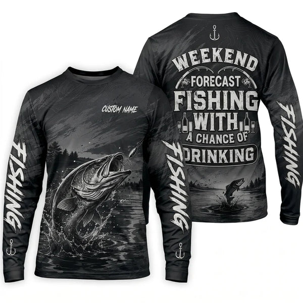 Weekend Forecast Fishing With A Chance Of Drinking Long Sleeve Shirt