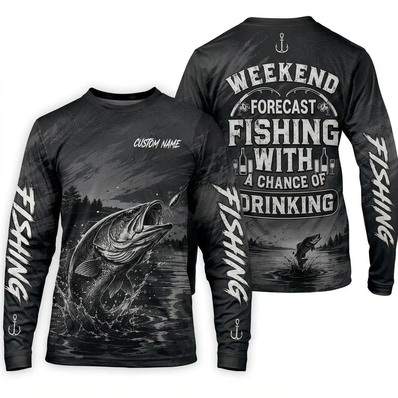 Weekend Forecast Fishing With A Chance Of Drinking Long Sleeve Shirt