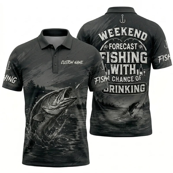 Weekend Forecast Fishing With A Chance Of Drinking Polo Shirt