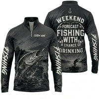 Weekend Forecast Fishing With A Chance Of Drinking Zip Long Sleeve Shirt
