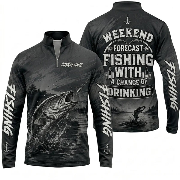 Weekend Forecast Fishing With A Chance Of Drinking Zip Long Sleeve Shirt 2026