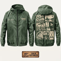 Personalized Fish Club Good Days On The Water Windbreaker Jacket