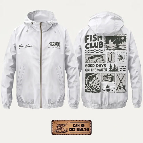 Personalized Fish Club Good Days On The Water Windbreaker Jacket