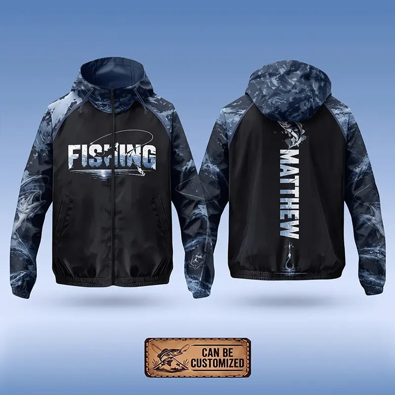 Personalized Fishing Raglan Outdoor Adventure Windbreaker Jacket