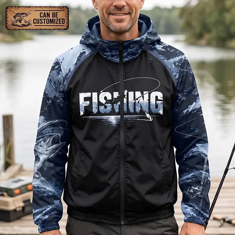 Personalized Fishing Raglan Outdoor Adventure Windbreaker Jacket