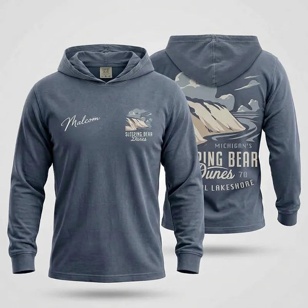 Personalized Sleeping Bear Dunes Michigan Vintage Hooded Long Sleeve Shirt