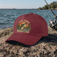 Fish More Worry Less Fishing Embroidered Cap