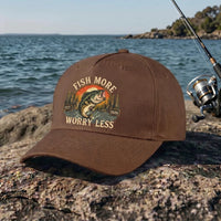 Fish More Worry Less Fishing Embroidered Cap