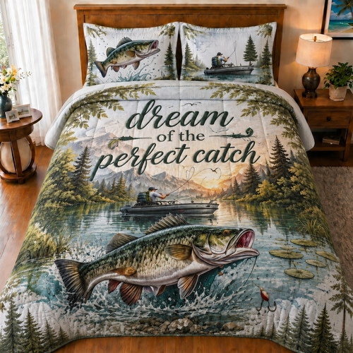 Dream of the Perfect Catch Fishing Quilt Bedding Set