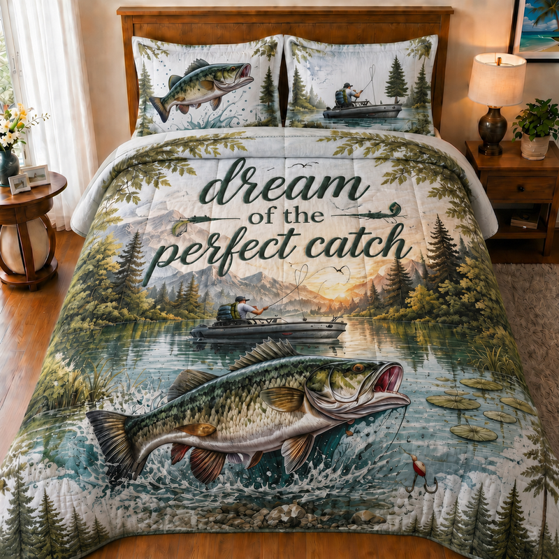 Dream of the Perfect Catch Fishing Quilt Bedding Set