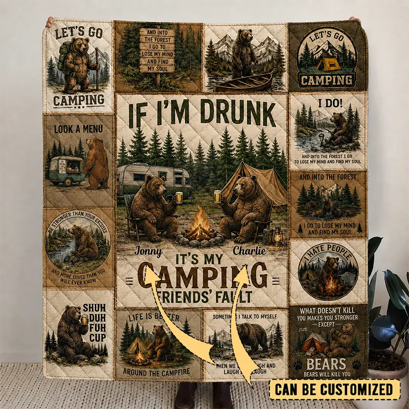 If I'm Drunk It's My Friends Fault Christmas Quilted Blanket