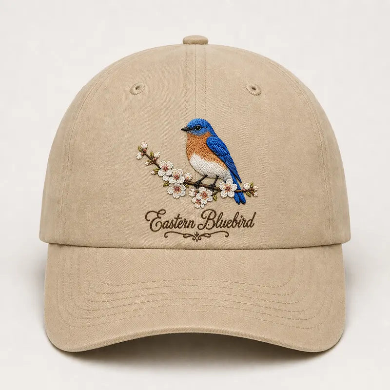 Bird Watching Bird Species Eastern Bluebird Embroidered Cap