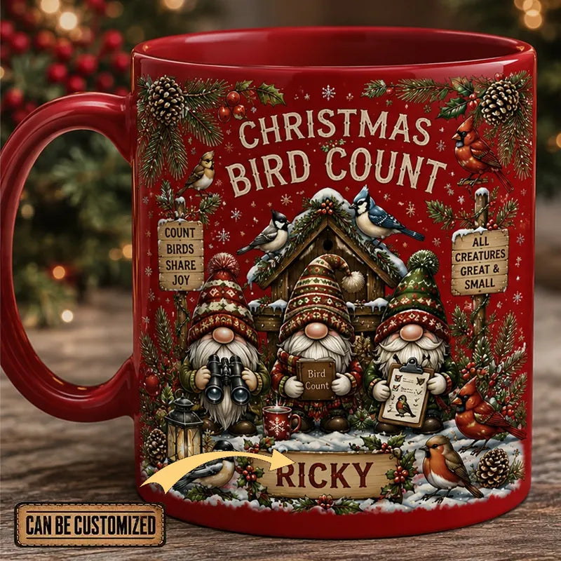 Personalized Christmas Bird Count Ceramic Mug