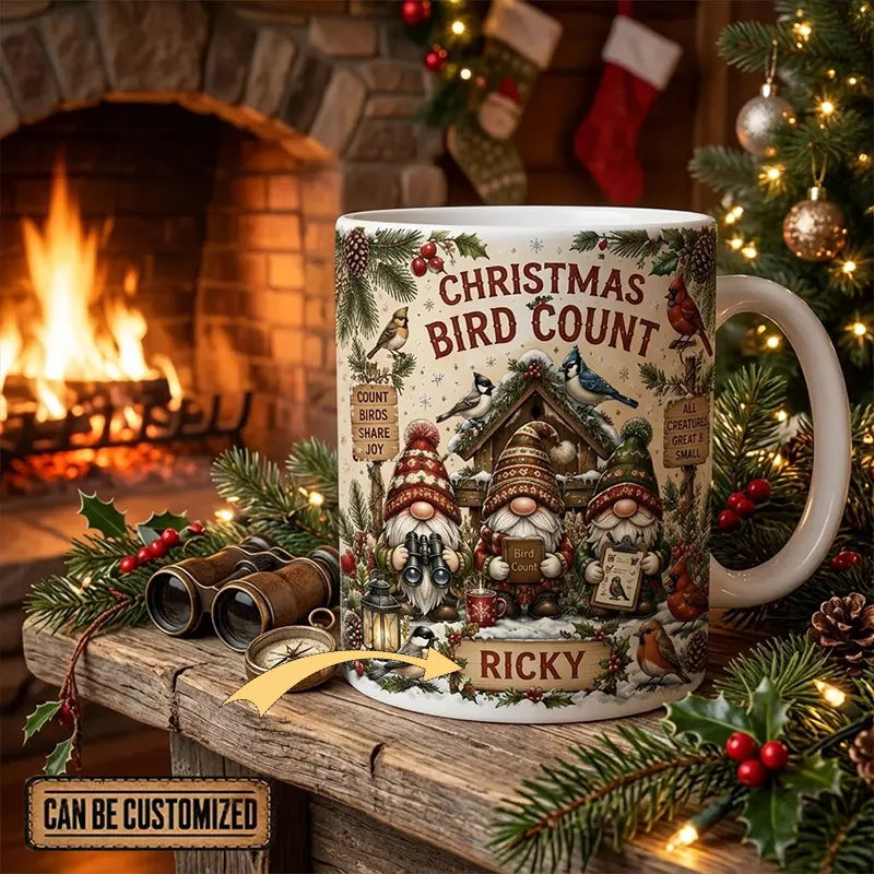 Personalized Christmas Bird Count Ceramic Mug