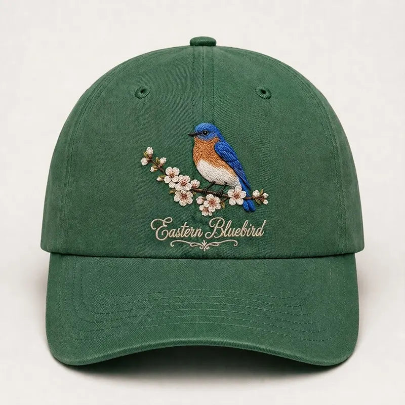 Bird Watching Bird Species Eastern Bluebird Embroidered Cap
