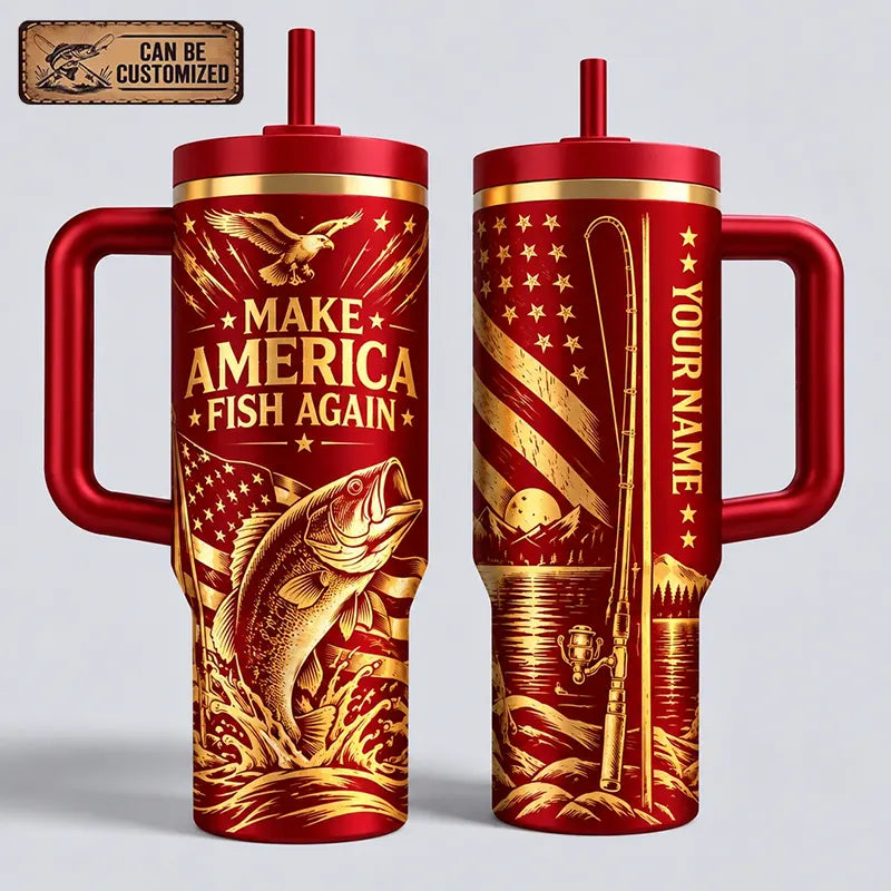 Custom Make America Fish Again 40oz Personalized Fishing Tumbler